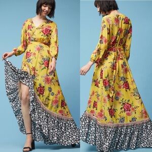 Anthropologie Farm Rio Sunlit Floral Maxi Dress